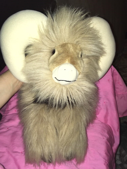Vintage Big Horn Ram Plush Frou Fuzzy Carousal Cuddle 15" Cute Friend Hooves