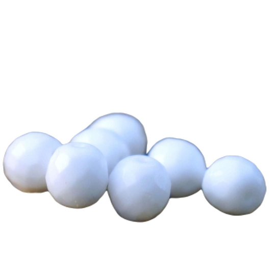 10Pcs Opaque White Faceted Round Czech Glass Beads Fire Polished Bohemian 10mm