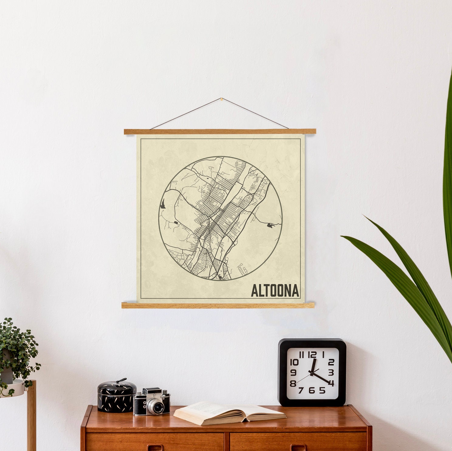 Altoona Pennsylvania Square Canvas Map | Hanging Of Printed Marketplace