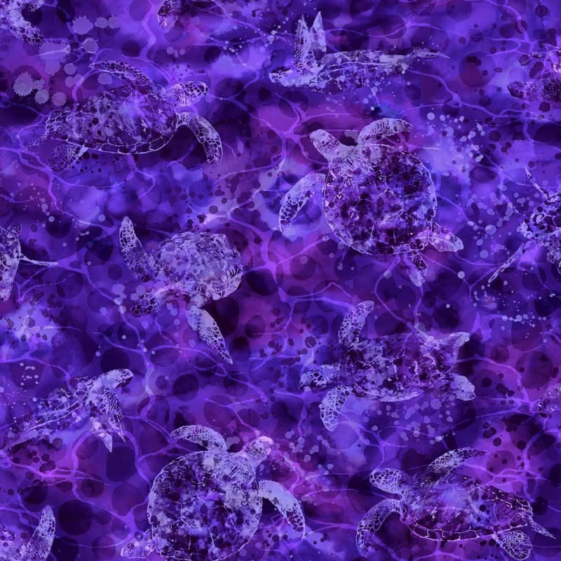 Sea Turtle Tonal Blender Silhouette Fabric/Ocean Life Material The Reef From Oasis Fabrics, Fish Fat Quarter & Yardage