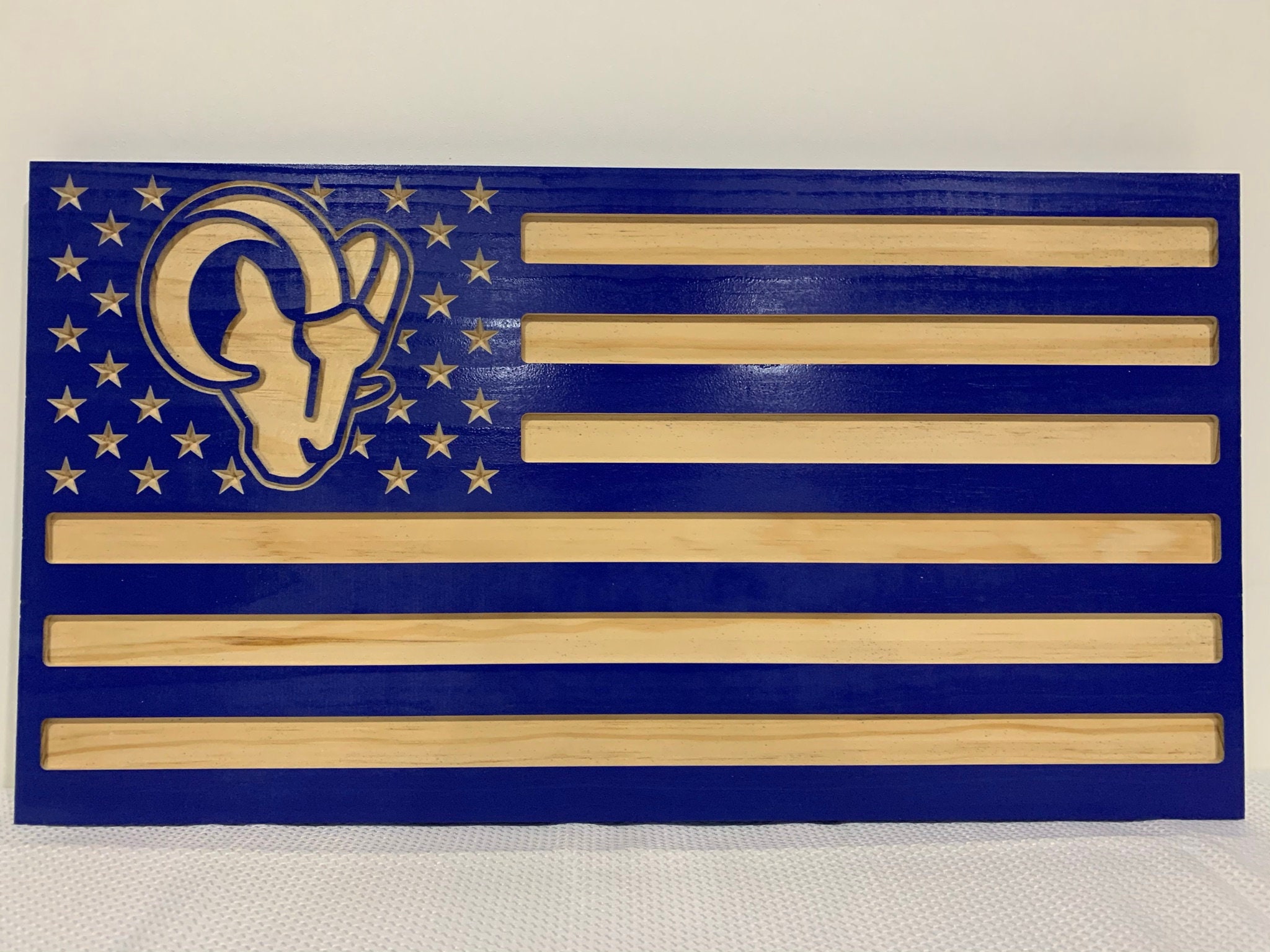 Los Angeles Rams Alternate Logo Wood American Flag