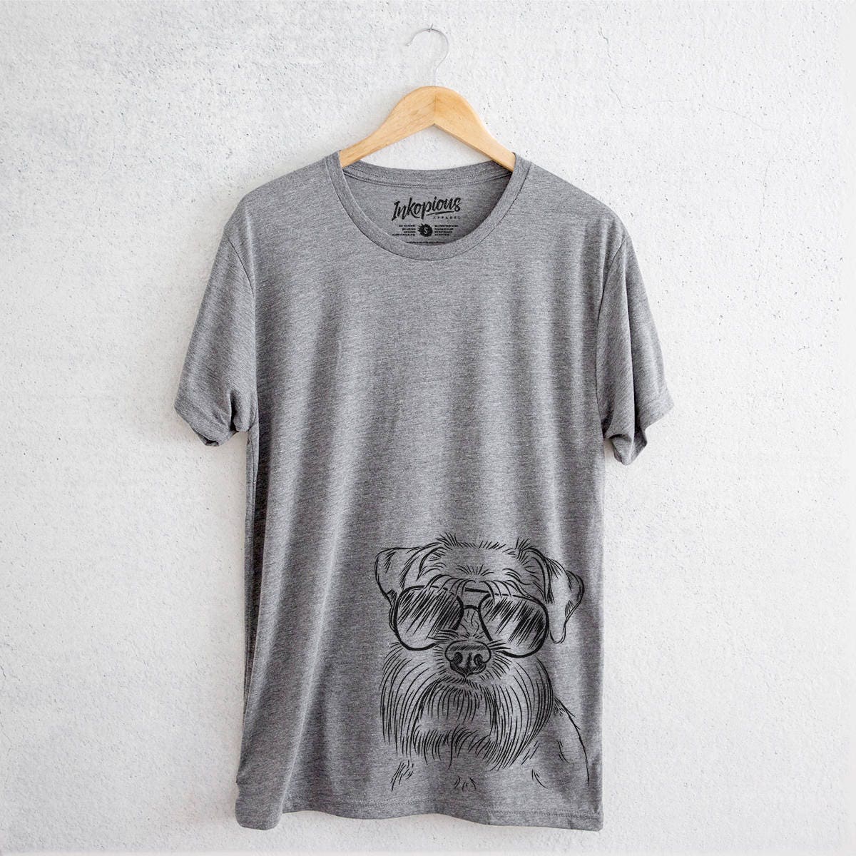 Wrigley The Schnauzer - Tri-Blend Unisex Crew Grey Dog Lover Gift, Mini Shirt, Shirt