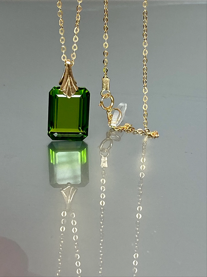 14K Gold Peridot Necklace, Pendant, Minimalist Birthstone August Birthstone, Valentines Day Gift For Her