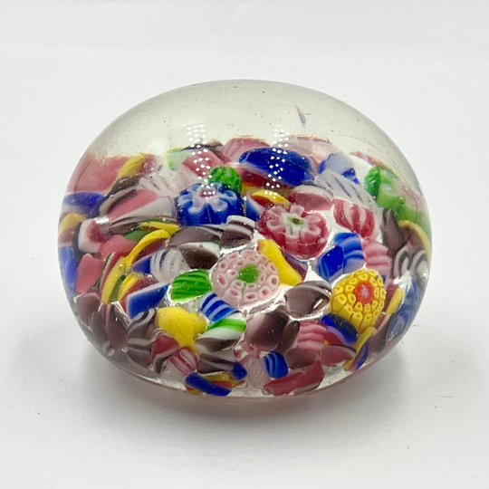 Vintage Chinese Scramble Millefiori Paperweight 1950's