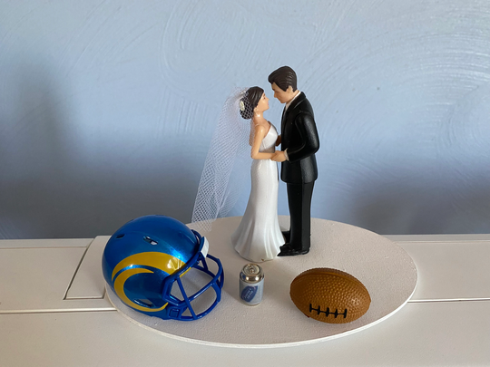 Los Angeles Rams Nfl Wedding Day Reception Cake Topper Bridal Funny Football Team Themed Hair Color Changed For Free