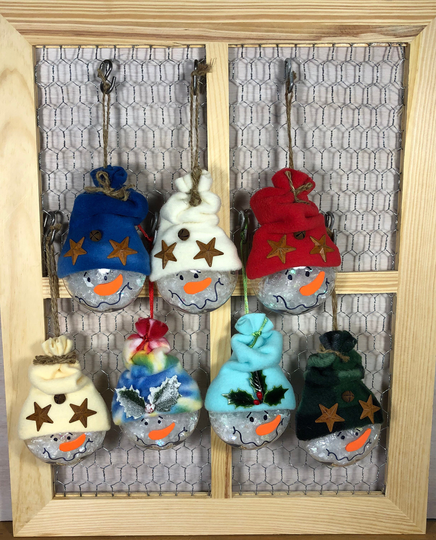 Snowman With Stocking Cap Christmas Tree Ornament.primitive Ornaments.rustic Holiday Decor