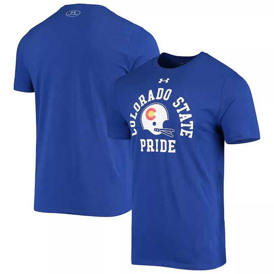 Men's Under Armour Royal Colorado State Rams Pride Helmet Performance Cotton T-Shirt, Size: Small, CST Blue