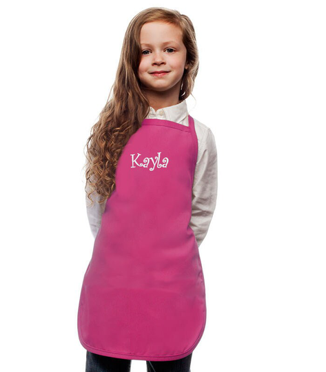 Personalized Hot Pink Kids Apron, Cooking Kitchen Gift, School Student Monogrammed, Party, Art Low Price Apron
