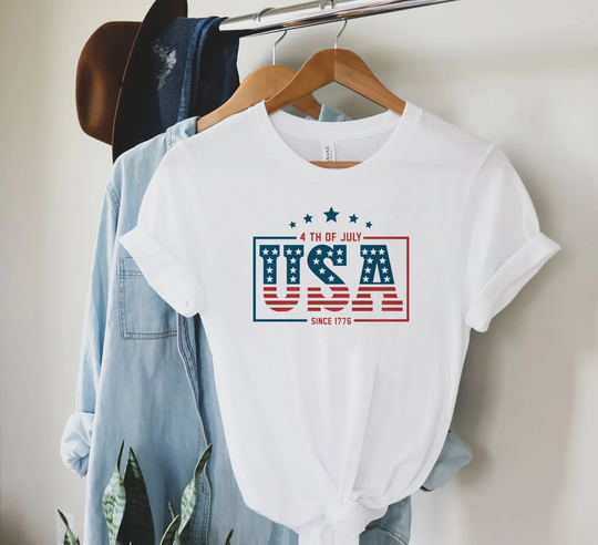 4Th Of July Shirt, Red White Blue T-Shirt, Patriotic Independence Day Fourth USA Wine & T-Shirt
