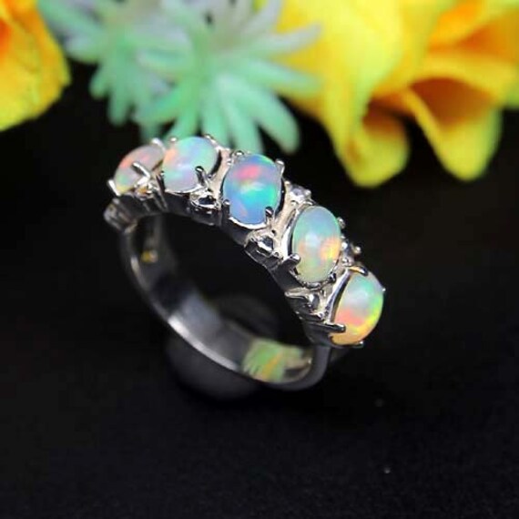 Opal Ring-Ethiopian Ring-sterling Silver Ring-statement Ring-Welo Fire Ring-Solid Gold Ring-Oval Ring-October Birthstone Ring