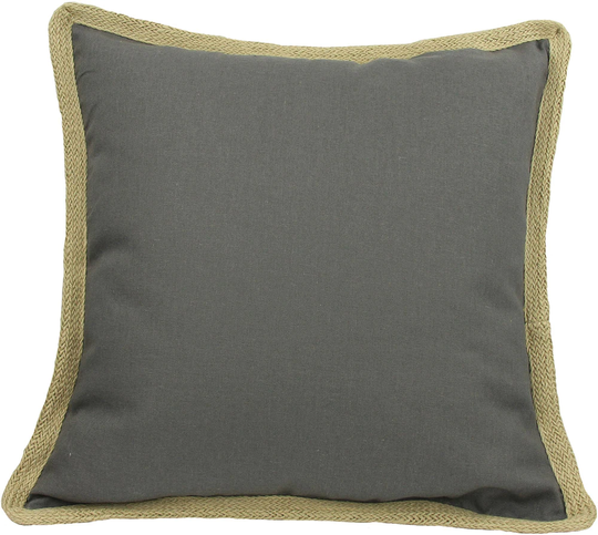 MANOR LUXE Classic Jute Trim 20-in x 20-in Charcoal Cotton Blend Indoor Decorative Pillow in Gray | ML1113082020CHARCOAL