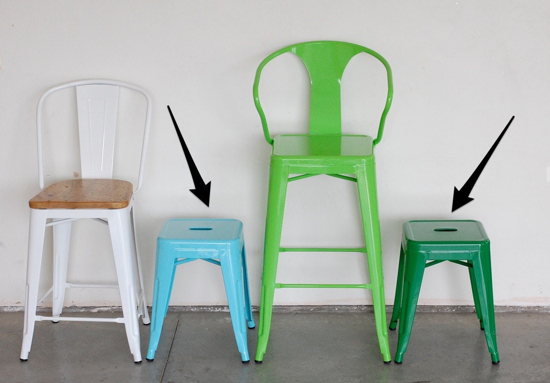 Custom Painted Tolix Style Mini Stool in The Color Of Your Choice 18 Height