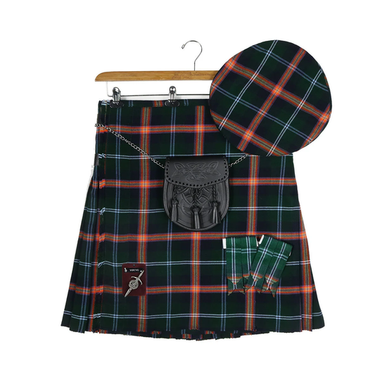 Young Modern Wool-Blend Homespun Tartan Kilt & Accessories Bundle