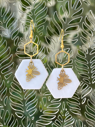 Save The Bees Dangle Earrings | Spring Bee Polymer Clay