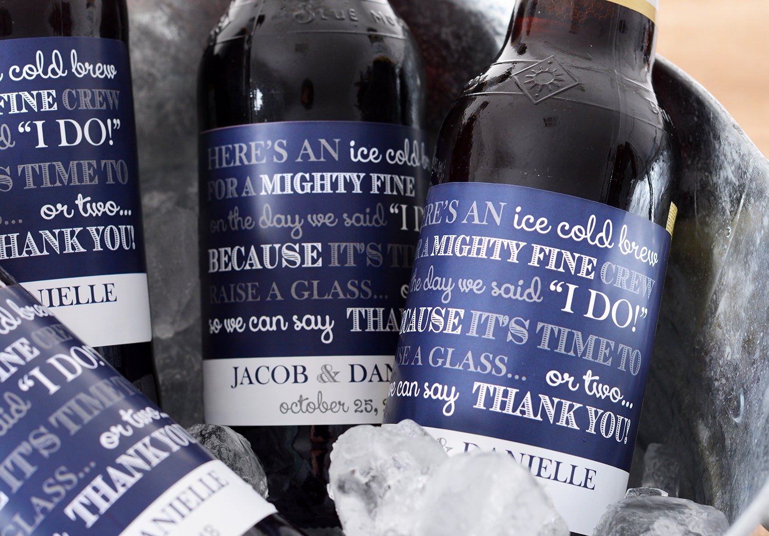 Wedding Beer Bottle Labels - Custom Personalized Label Waterproof Thank You