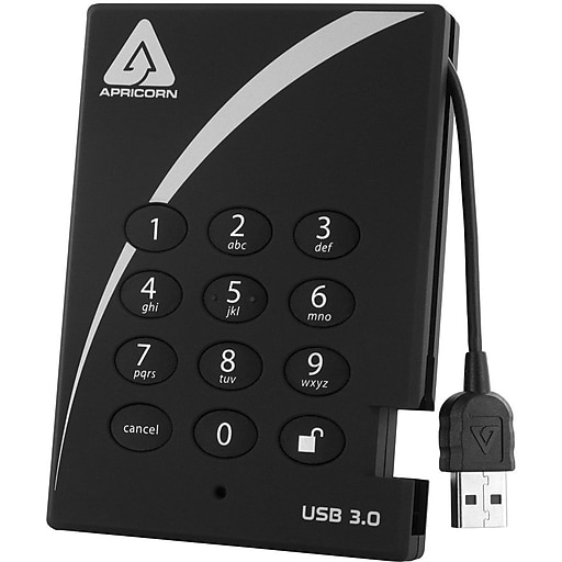 Apricorn Aegis Padlock 500GB USB 3.0 External Hard Drive, Gray (A25-3PL256-500)