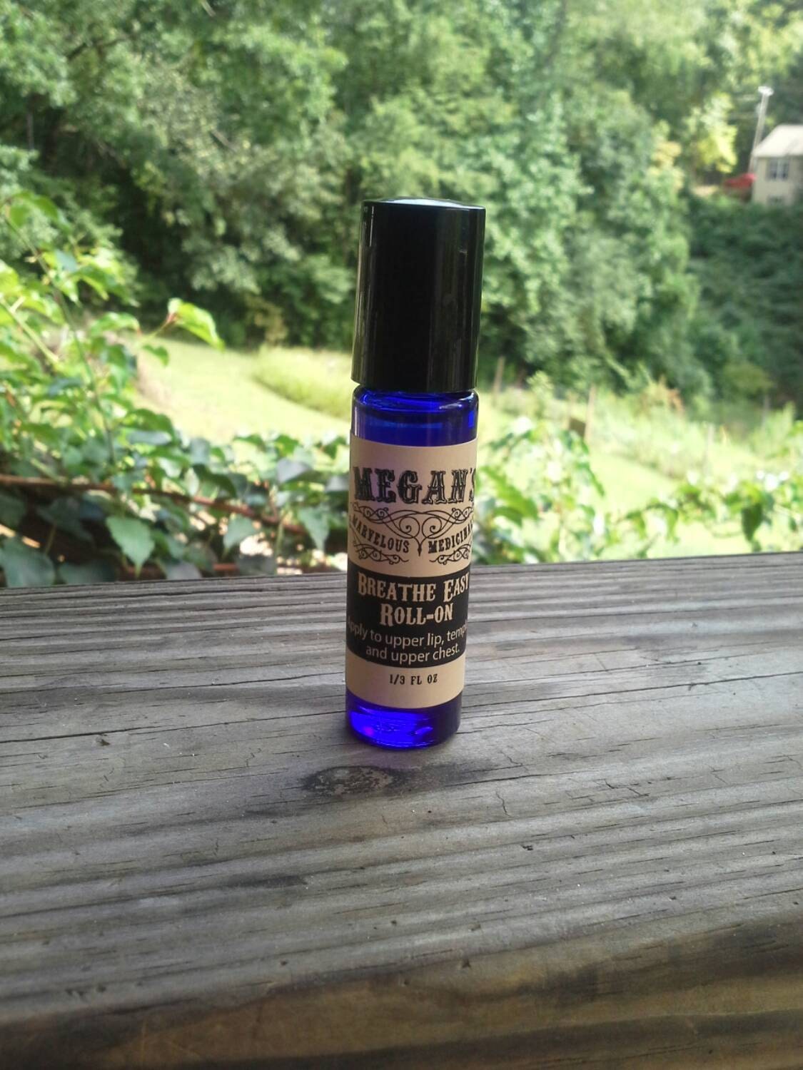 Breath Easy Roll-On, Essential Oil Blend, Jojoba Oil, Sinus Relief, Congestion Roll-On Bottle, Instant Peppermint, Camphor