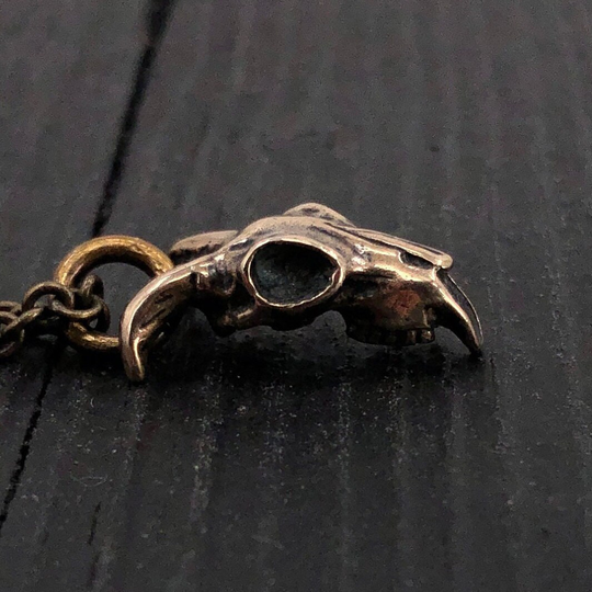 Ram Skull Charm Pendant Necklace - Solid Hand Cast Jewelers Bronze Oxidised Polished Finish Aries Goat Baphomet Jewelry Gift