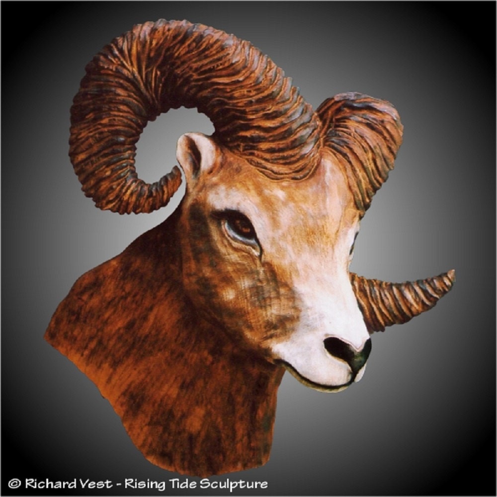 Ram Head Wall Carving Version 2