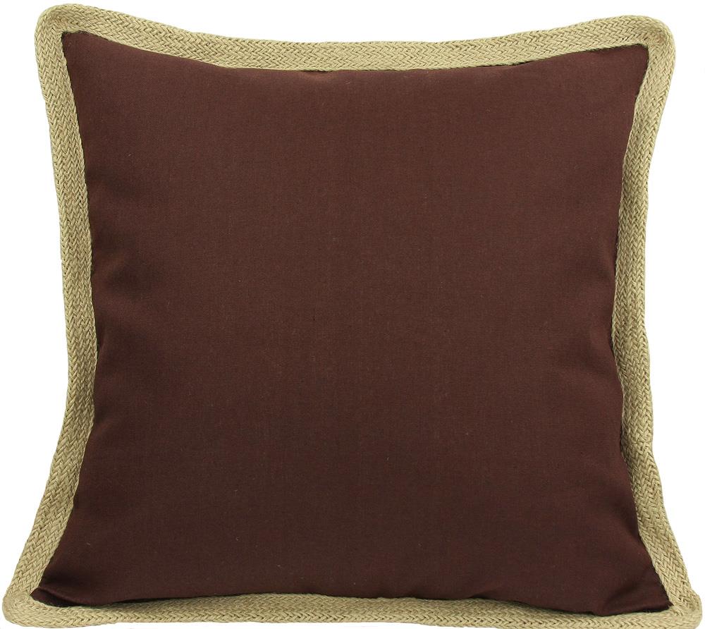 MANOR LUXE Classic Jute Trim 20-in x 20-in Chocolate Cotton Blend Indoor Decorative Pillow in Brown | ML1113082020CHOCOLAT