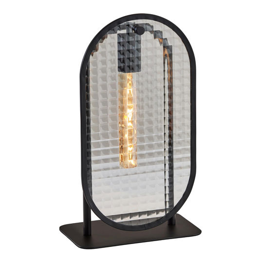 Black Metal and Textured Glass Landon Table Lamp -
