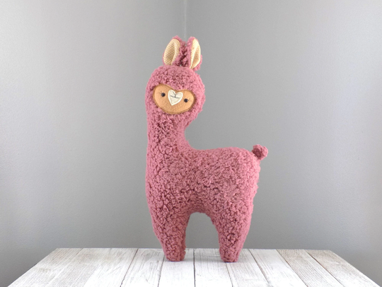 Llama Alpaca Stuffed Toy in Mauve & Tan, Llama, Alpaca, Toy, Llama Plushie, Cute Person Gift