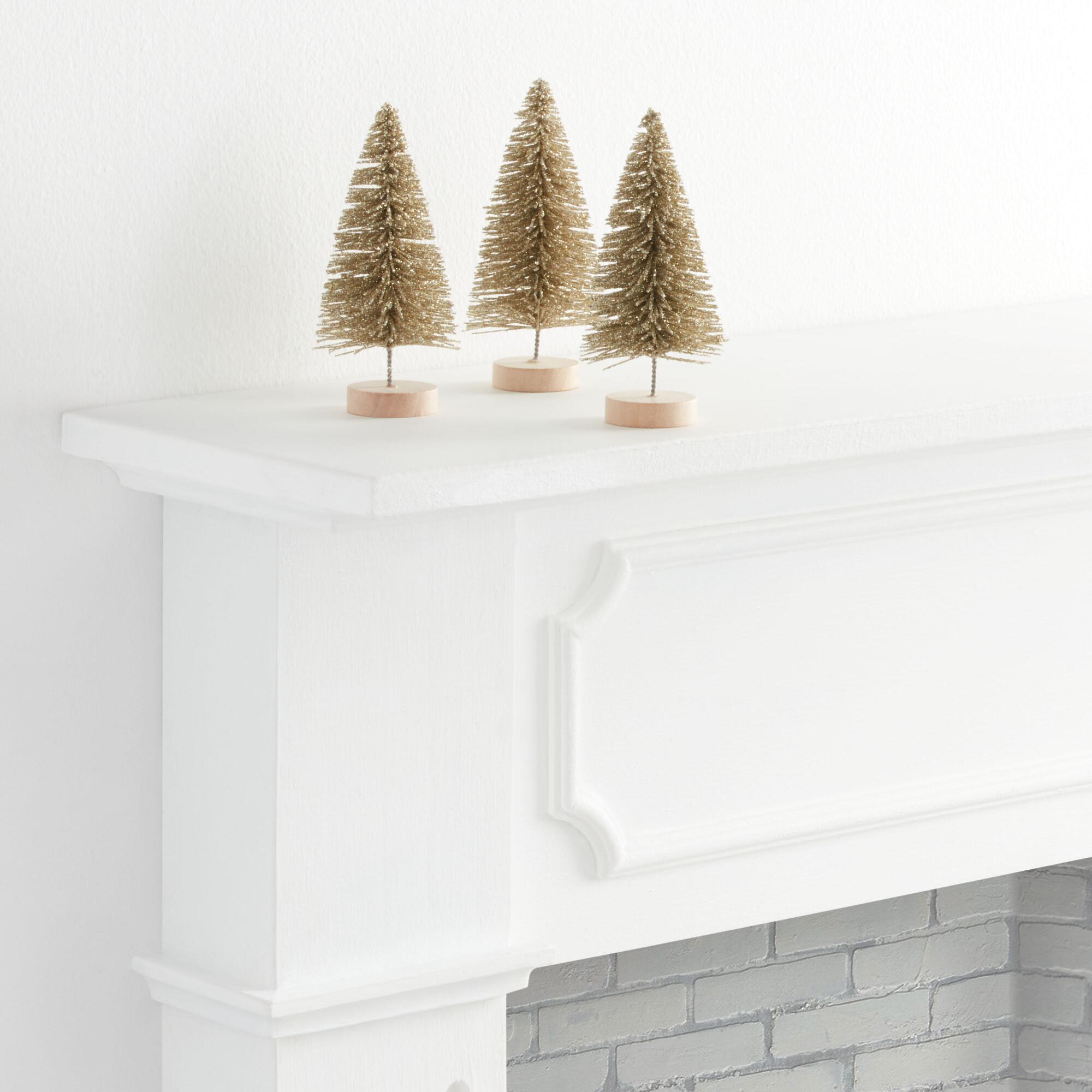 Champagne Gold Bottlebrush Tree Decor 3 Pack - Plastic by World Market