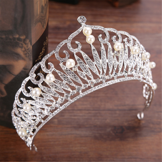 Crystal Bridal Crown Siilver Wedding Silver Tiara Hair Accessory Baroque