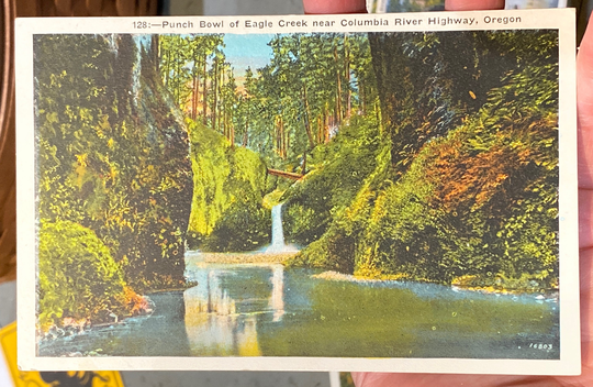 Lovely 1900S Colorized Postcard Of Punch Bowl Eagle Creek On The Columbia River Highway in Oregon