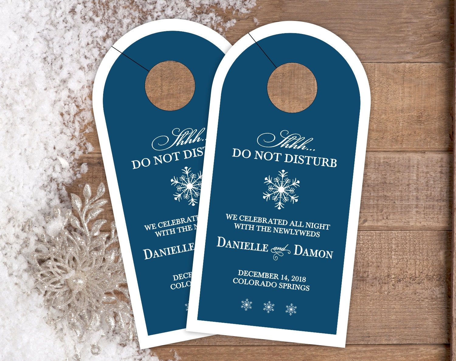 Wedding Door Hangers - Winter Hotel Box Favor -Destination Do Not Disturb Dhri-191