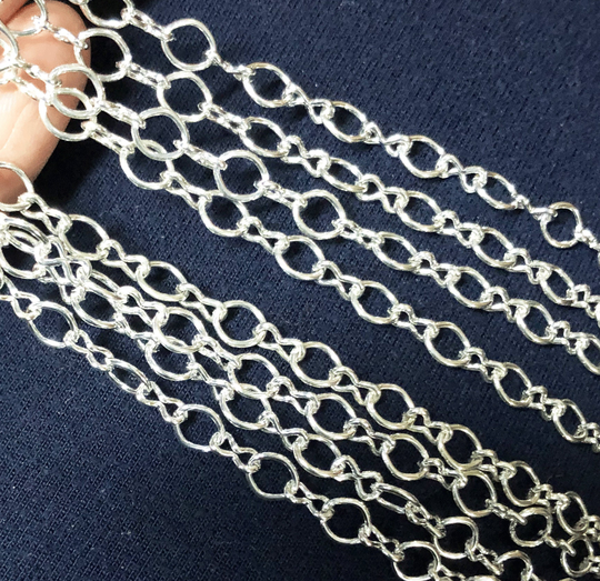 Bulk 45Ft Silver Plated Chain, Silver Steel Large Figure 8 Chain 4.1x 6.1mm, Bulk