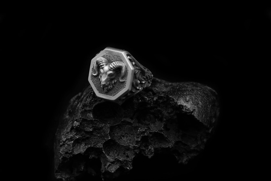 Aries Ring Ram Jewelry Men's & Women's April Father's Day Gift For Her, Him Sterling Silver Accessory, Animal Handmade Personalized