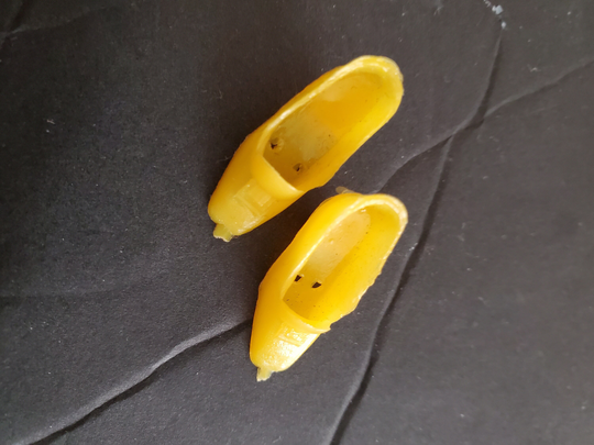 Vintage Barbie Doll Mod Shoes Yellow 1970's Made in Hong Kong