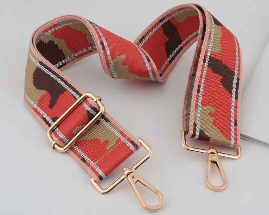 5cm Width Adjustable Camouflage Purse Strap Belt, Red Brown Bag Strap Nylon Canvas Webbing Shoulder Handbag Handle Chain, Crossbody Bag