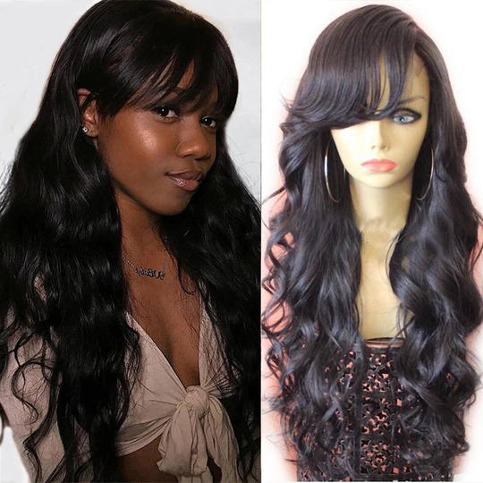 Best Quality Brazilian 134 Lace Front 150 Density Human Hair Remy Body Wave Wigs With Bangs