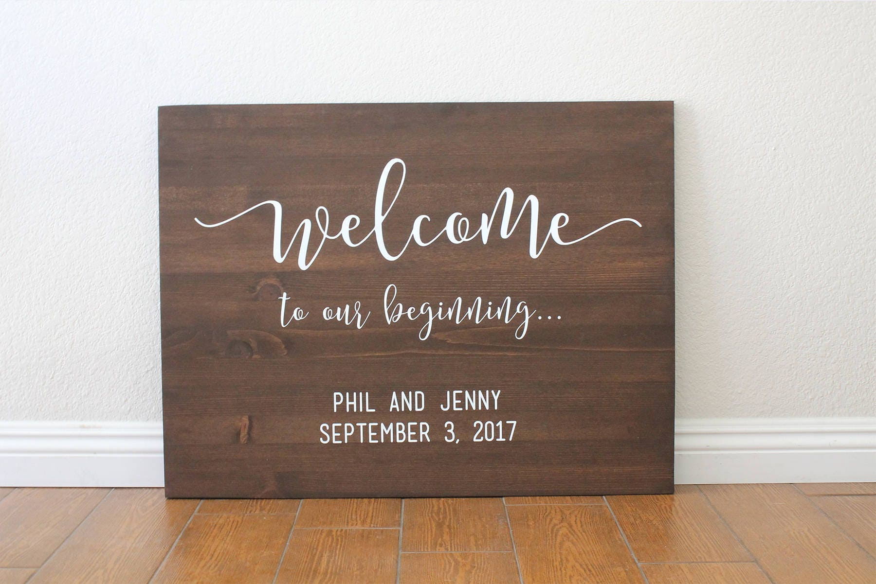 Welcome To Our Beginning Wedding Sign, Sign Guestbook, Custom Guestbook Rustic Personalized Gift