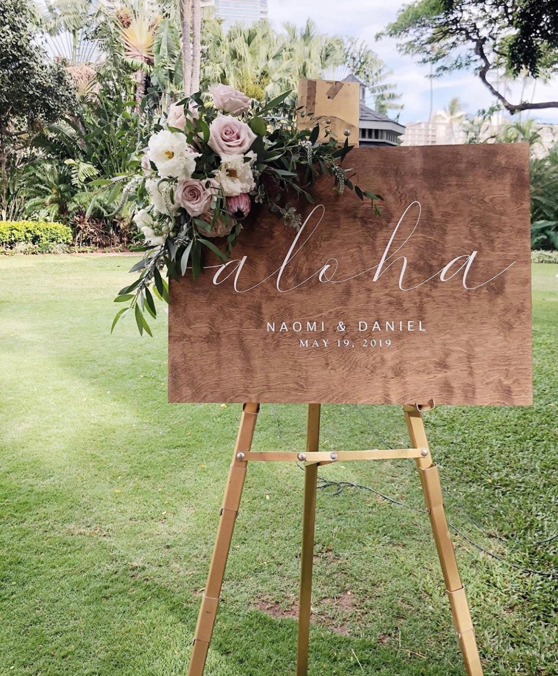 Aloha Wedding Sign - Welcome Custom Wood Hawaian Ceremony