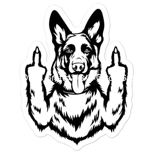 K9 German Shepherd Middle Finger Sticker, Funny Sticker For Police Handler, Military K9, Schutzhund, Gsd Owners, Car Decal