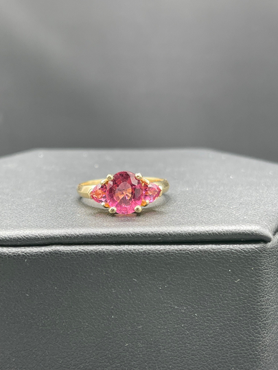Natural Pink Tourmaline 14K Yellow Gold Ring | Size 6.5