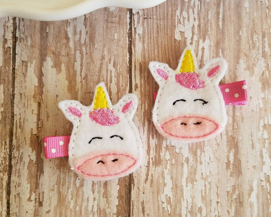 Unicorn Hair Clip, Bow, Hair, Accessories, Felt Bow Clips, Toddler Barrette