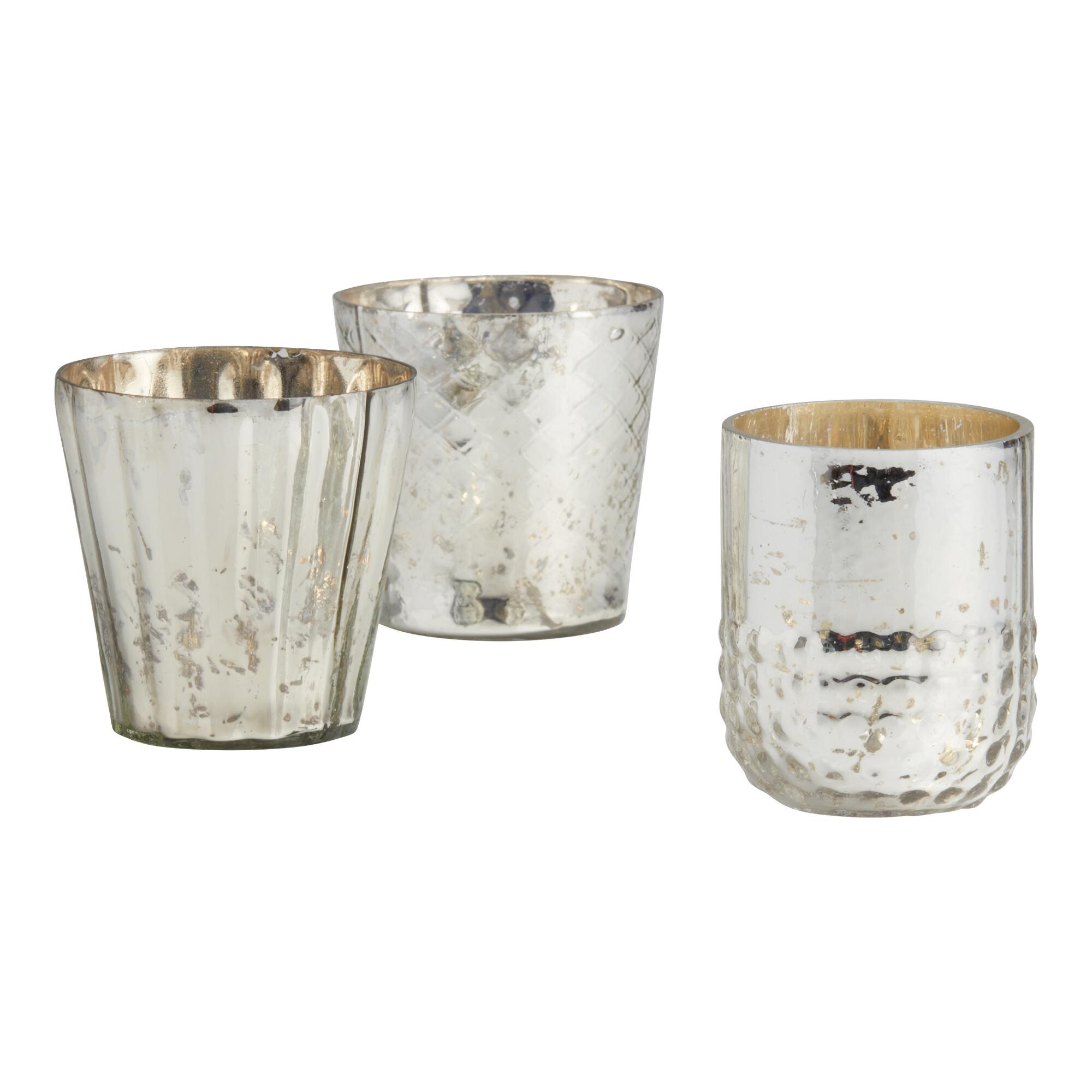 Silver Mercury Glass Votive Candle Holder Set Of 3 by World Market