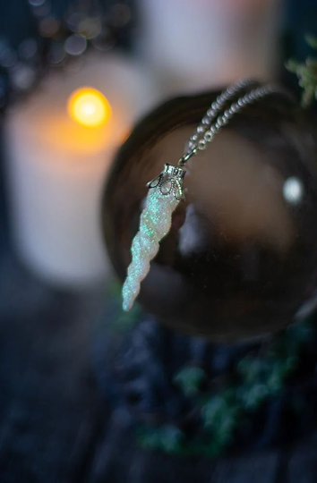 Unicorn Horn Necklace Clear Pendant Magical Fantasy Legend