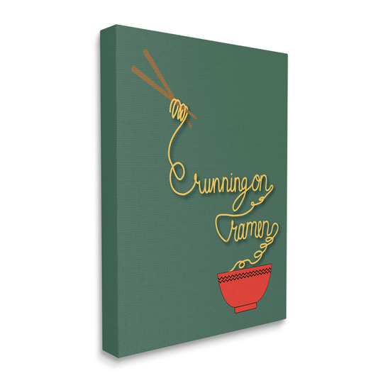 Stupell Industries Running On Ramen Phrase Noodles Chopsticks Bowl Make Much Studios 40-in H x 30-in W Kitchen Print on Canvas in Green