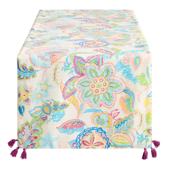 Bright Jacobean Floral Table Runner - Cotton by World Market