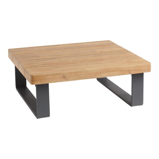 Gray Metal and Wood Alicante II Outdoor Patio Coffee Table: Gray/Natural - Aluminum by World Market