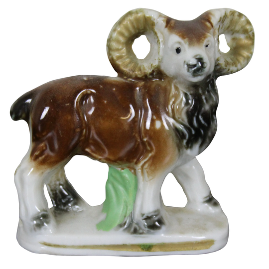 Mid Century Miniature Porcelain Billy Goat Ram Bighorn Japan 3"