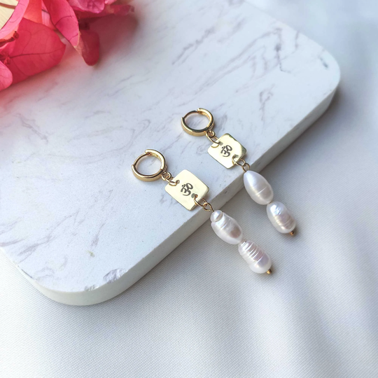 Baroque Freshwater Dangling Pearl Ohm Earrings
