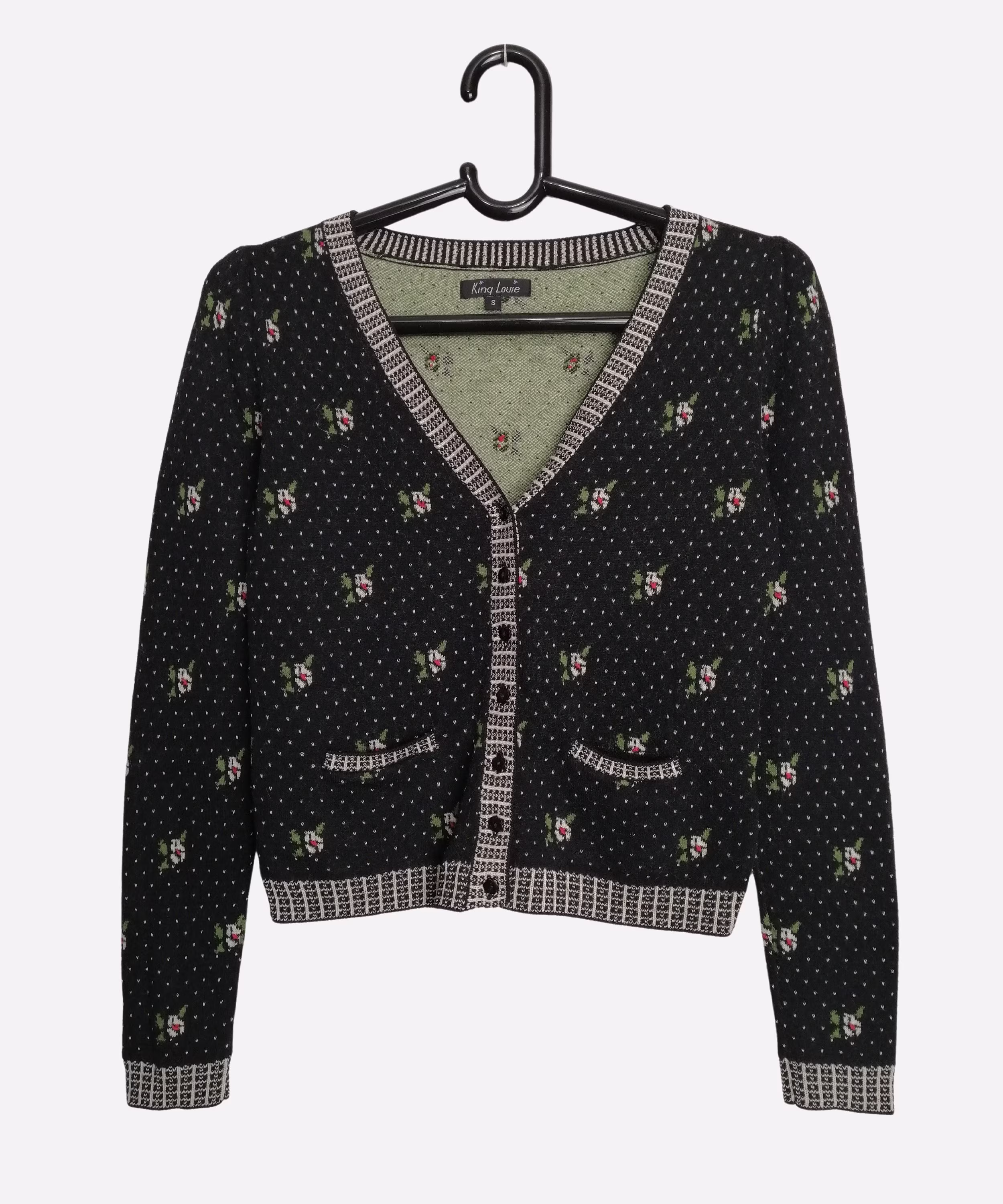 Vintage Womens Wool Blend Dirndl Cardigan Austrian Trachten Floral Embroidery Sweater Tyrol Oktoberfest Alpen Bavarian