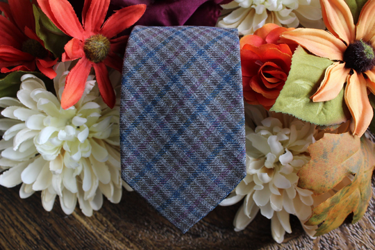 Gray Wool & Cotton Blend Skinny Tie | Men's Necktie Groom Groomsman Wedding Ties