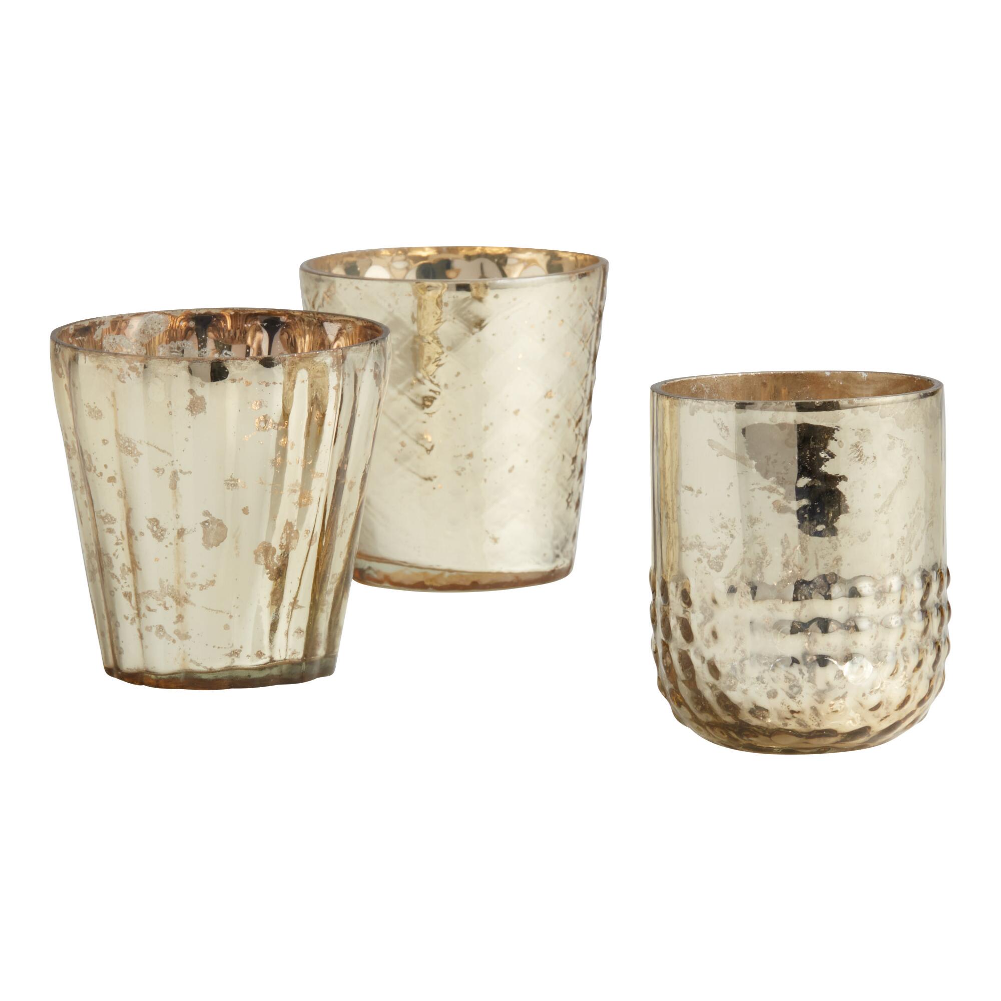 Gold Mercury Glass Votive Candle Holder Set Of 3 by World Market